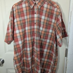 Faded Glory Men's Casual Plaid Shirt - Red and Orange